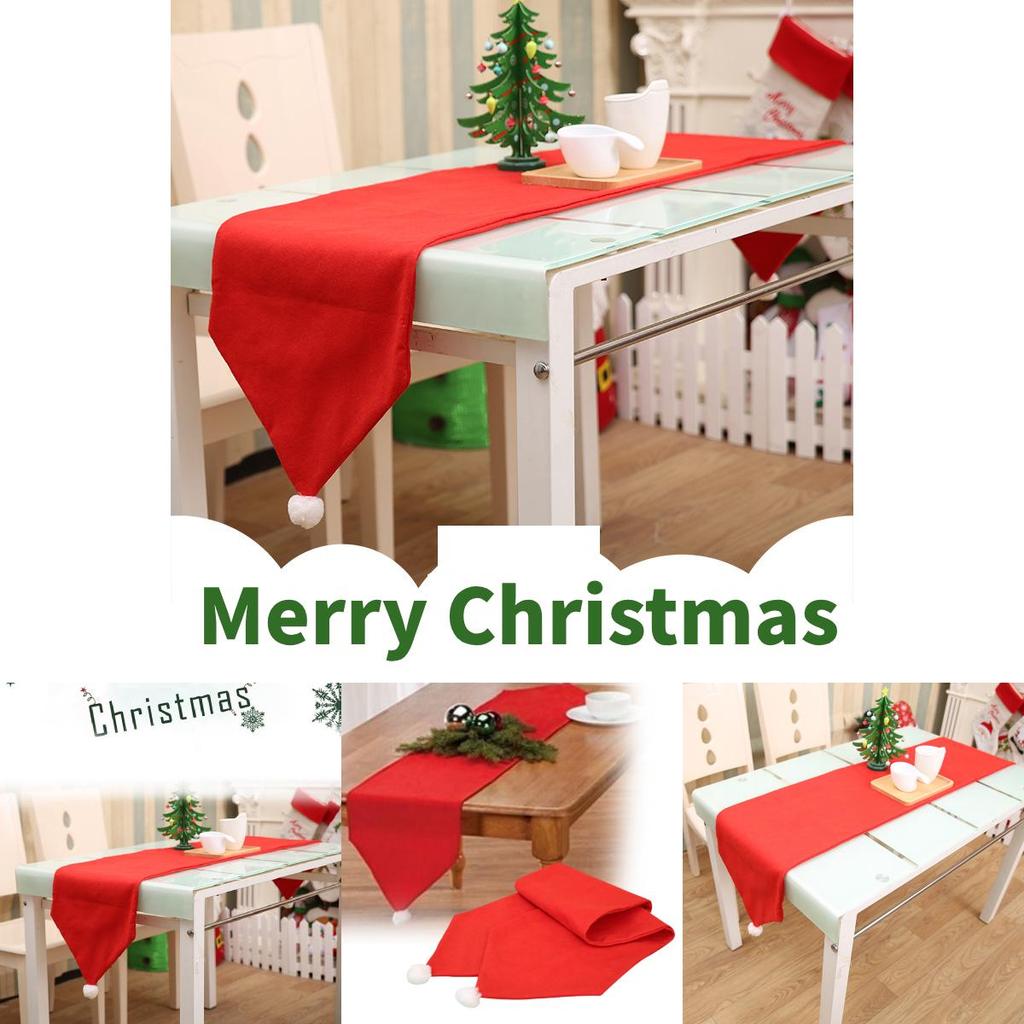 Vibrant Red Christmas Table Runner Christmas Decoration Nonwoven Fabric Tablecloth