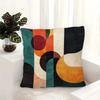 Geometrický povlak na polštář ve stylu Mid-Century Modern Boho Abstraktní potisk oblouku Retro lněná textura Pouzdro na polštář na pohovku Gauč Domácí dekorace