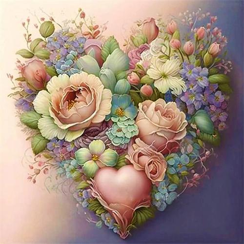 Diy Diamond Painting Heart Flower Home Decor Full Square Round Embroidery Mosaic Fantasy Landscape Wall Art