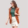 Plus Size Women's Sleeveless PU Leather Vest & Short Cardigan Jacket