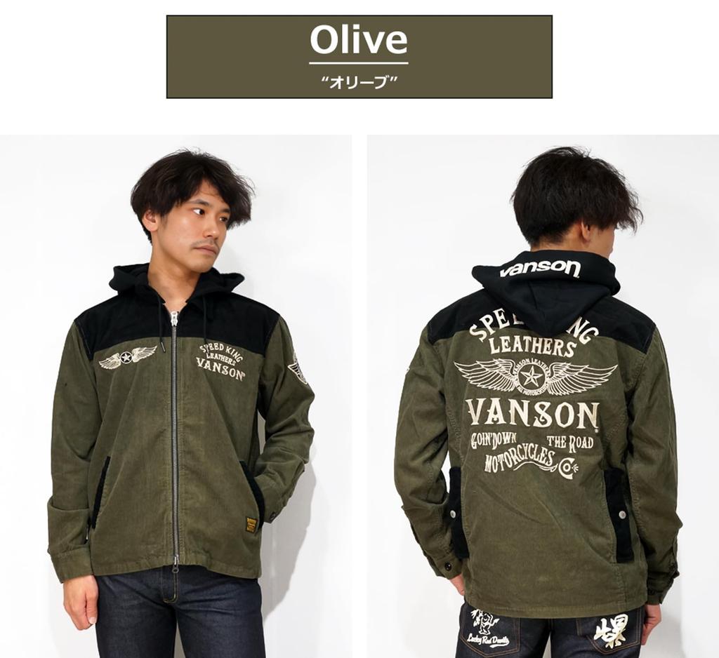 Flying Star Embroidery Detachable Hood Denim Corduroy CPO Jacket [Banson] Men's Nvsl-2404 (JP, Alphabet, M, Olive)