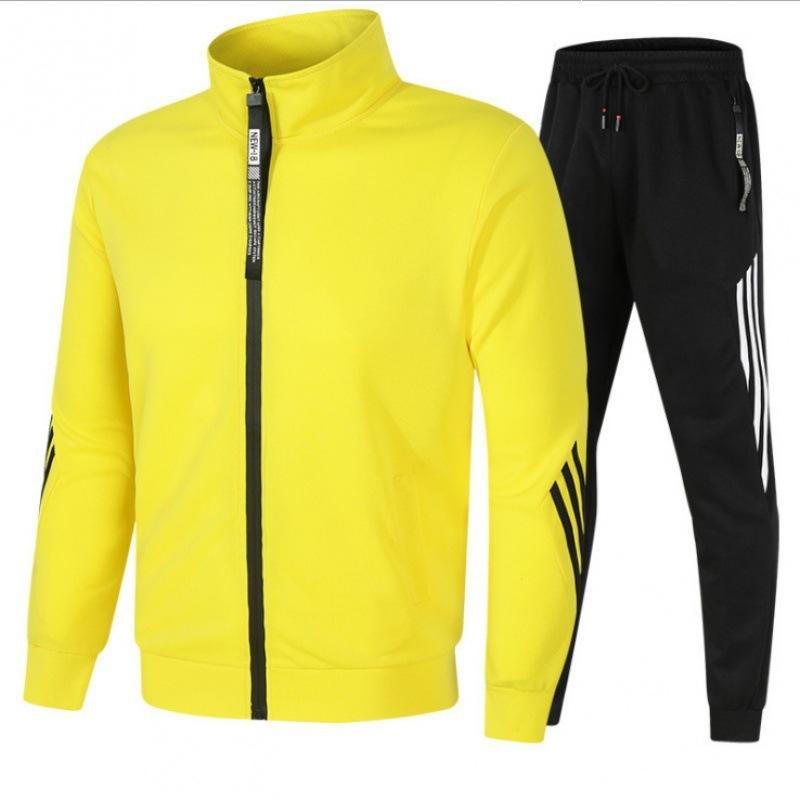 New Spring and Autumn Men's Stand-Up Collar Zipper Sports Suit Trendy Brand Men's Two-piece Sports Suit Customized
