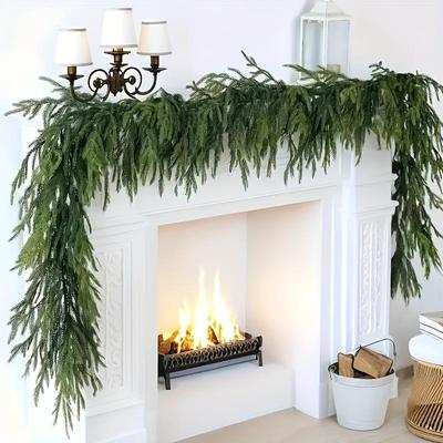 1pc Artificial Norfolk Pine Christmas Wreath Green FauxPine Needle Rattan Decoration Indoor/Outdoor Holiday Door, Wall, Porch Christmas Decoration