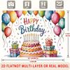 2D Colorful Cake Birthday Backdrop Party Photo Booth Background