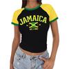 Women V Neck Short Sleeve Pullover T Shirt with Country Letter Print Casual Loose Fit Top for Support Activities and Daily Wear