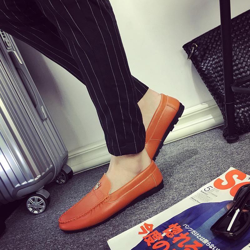 Doudou Shoes Men's Summer New Soft Leather Soft-soled Leather Shoes Men's Fashion One-pedal Foot Cover Lazy Shoes Driving Shoes