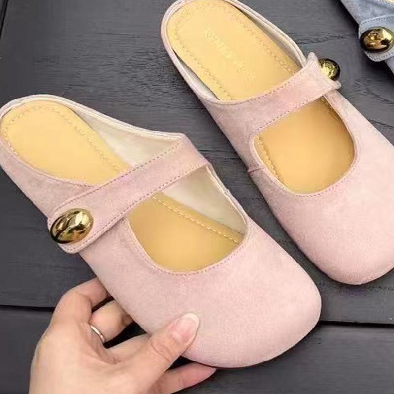 

Фея Ветер Круглый Носок Плоская Подошва Мэри Джейн Полушлепанцы Девочка 2025 Весна и Лето Новые Мелкий Вырез 39 розовый