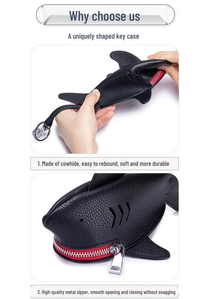 Creative Leather Shark Key Case & Pendant