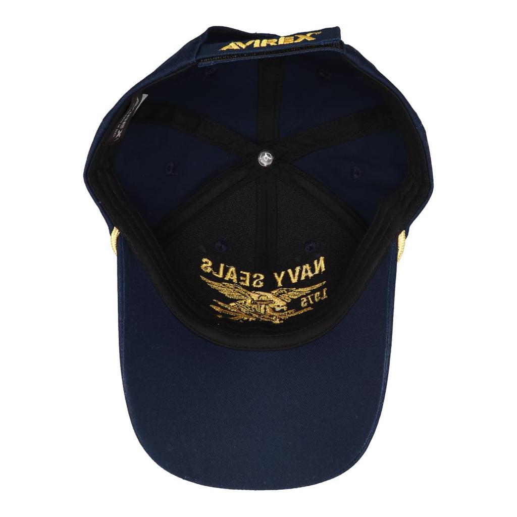 AVIREX Cap Men's Brand Logo Hat Long Brim American Casual Military AVIREX US NAVY Apollo Cap Stylish Navy Gold