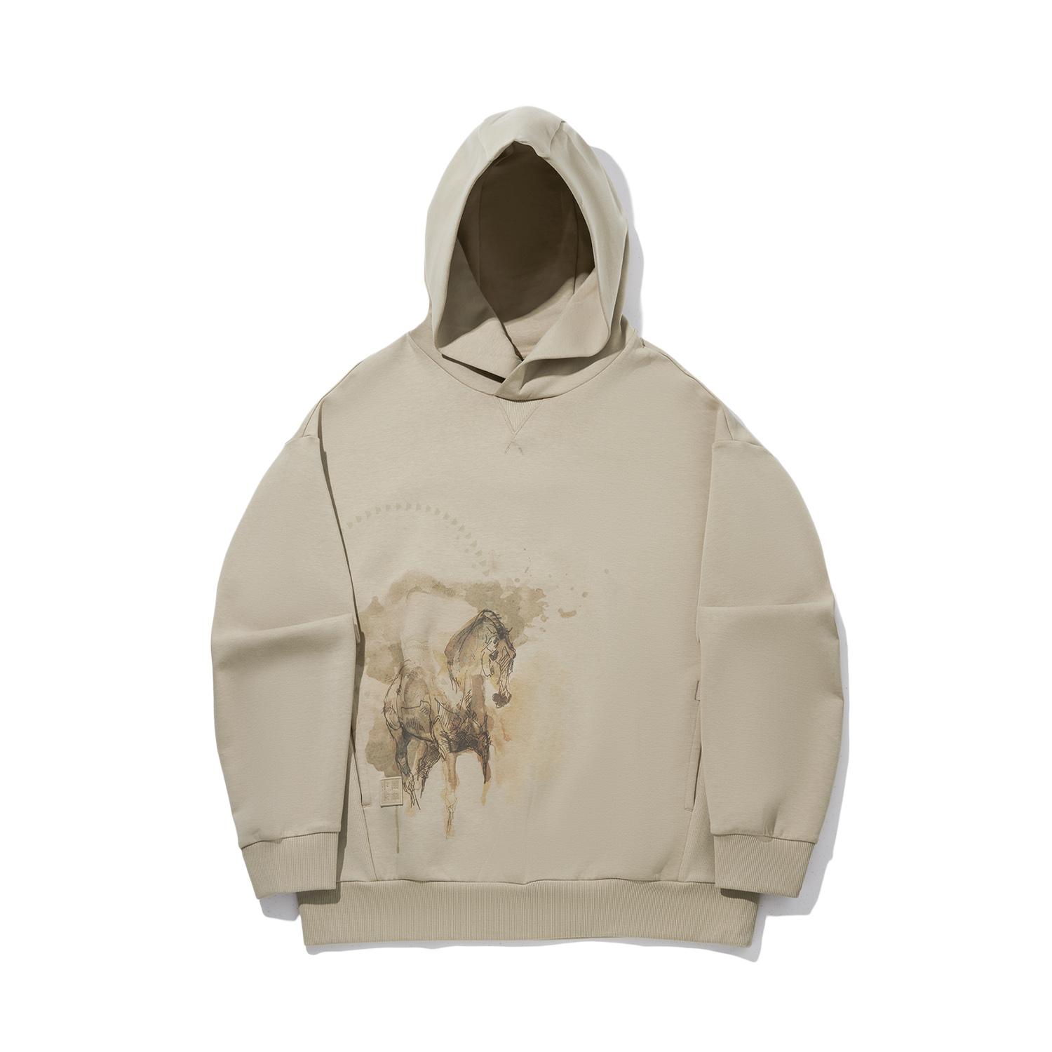 Li Ning × Серия Кунг-фу Простой дизайн Свободный крой Худи-пуловер Мужские худи AWDW211-2 S