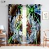 2 Pieces Anime Cartoon Printed Curtains Polyester Fiber Machine Washable Bedroom Study Kids Room Decorative Curtains