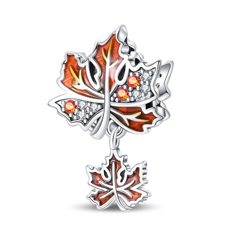 Winter Series Copper Charms Beads Snowman Autumn Pumpkin Maple Leaf Beads Fit Original Bracelet Women Gifts