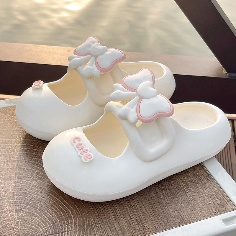 Bow Slippers Women's 2025 Summer New Internet Celebrities Super Fire Stepping Shit Feeling Soft Bottom Bag Head Casual Cool Slippers Women