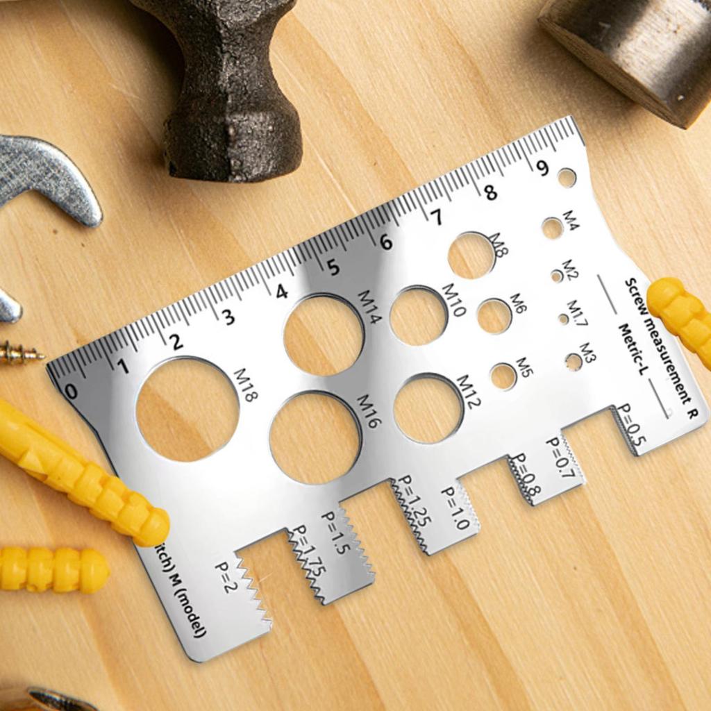 Bolt Measuring Tool Thread Checker Screw Measurement Ruler Double-Sided Screw Measuring Device for Jewelry Repair