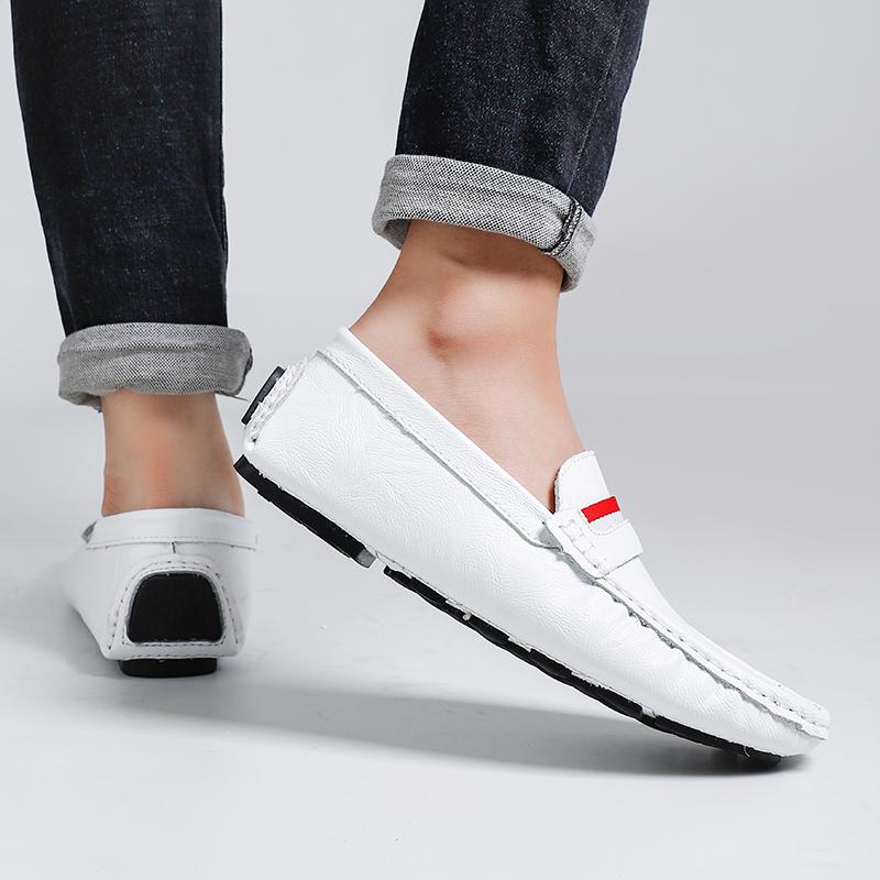 Men’s Moccasins White Loafer Brown Driving Shoes Comfort Flats Wide Shoes Slip-ons Plus Size Shoes