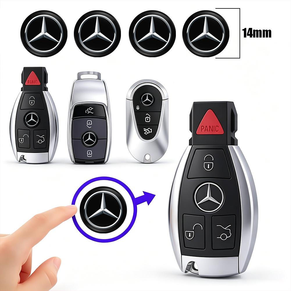 MEA4   14mm Car Key 3D Aluminum Logo Replacement Sticker Accessories For Mercedes-Benz GLC X253 X254 C-Class W205 W206 A-Class W177 GLA