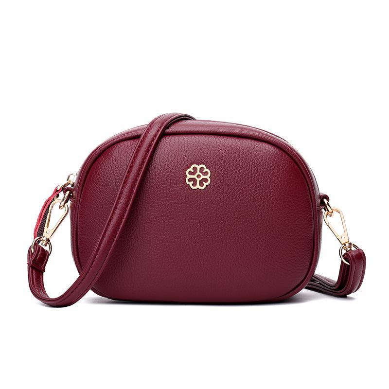 

Мини-сумка Johnature, круглая модная женская сумка на плечо и через плечо, универсальные женские сумки из мягкой кожи, клатчи бордовый