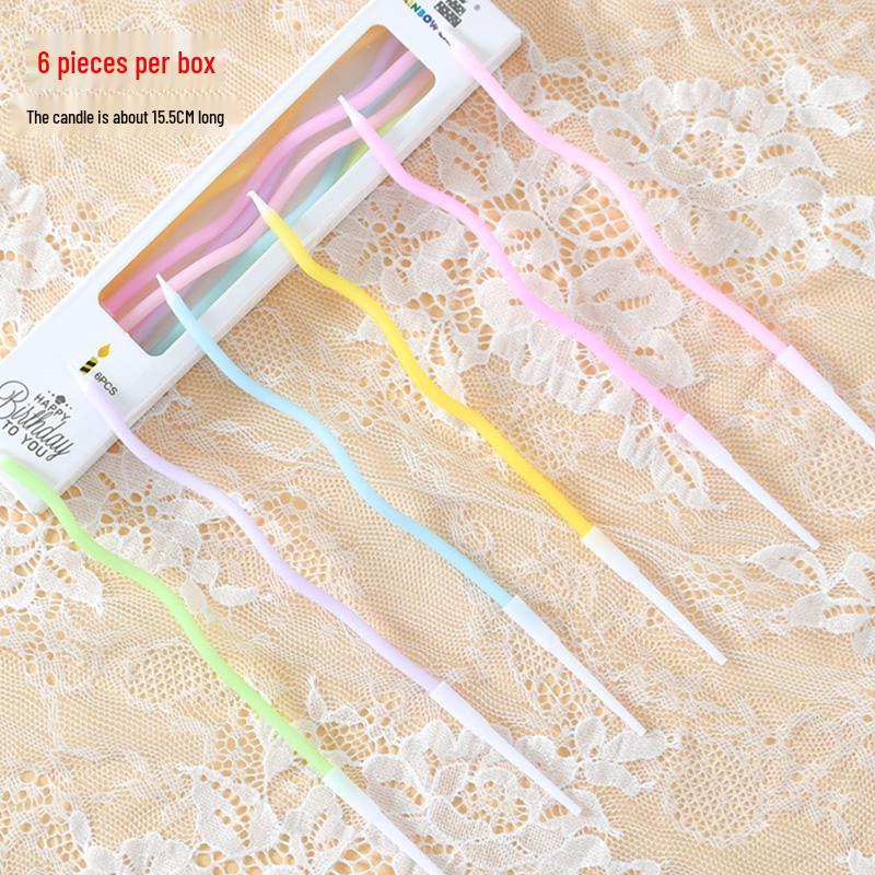 Retro Curve Birthday Cake Candles - Creative Threaded Inserts for Party Decorations