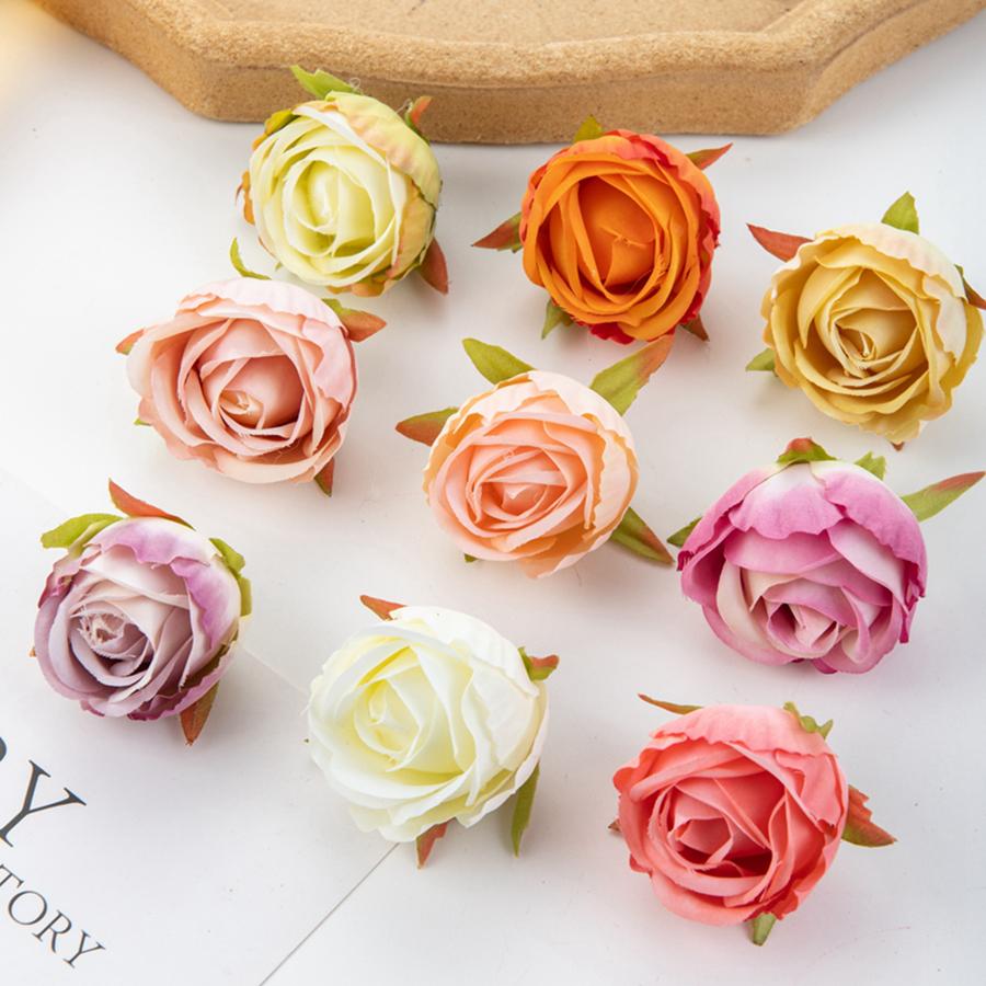 

100Pcs ArtificialFlower Silk Rose Hotsale Christmas wreath Festival Decor Home Vase Outdoor Garden Wedding diy giftBox Scrapbook 50pcs глибокий рожевий колір