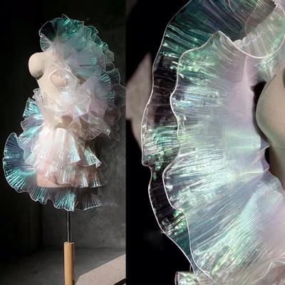 2025 1 Jard Gradientowa Koronkowa Tkanina DIY Przezroczysta Plisowana Koronkowa Wstążka 15 CM Szerokości Organza Tkanina Patchwork Dekoracja