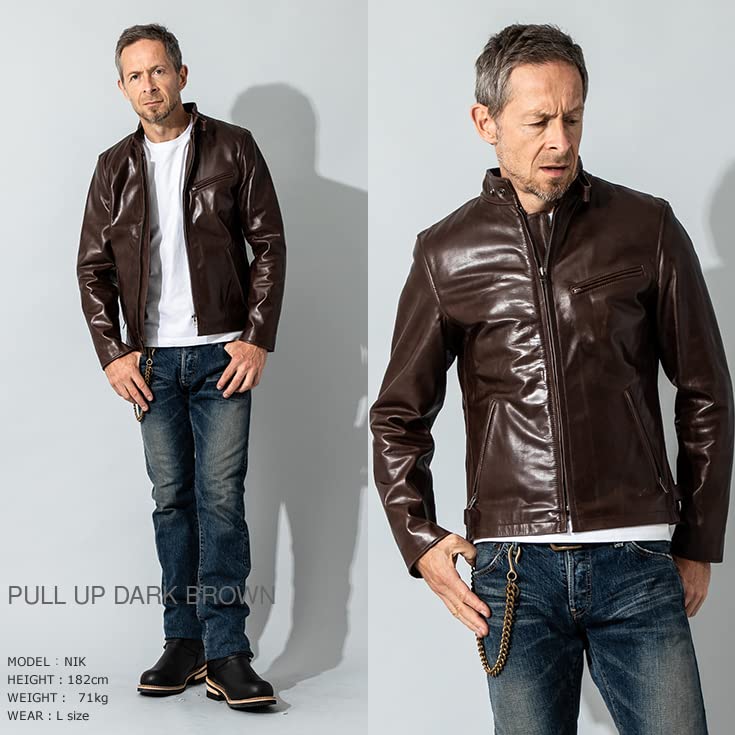 Single Riders Single Rider Jacket SRS01A 3L Size Pull Up Dark Brown [Liugoo Leathers] Men's