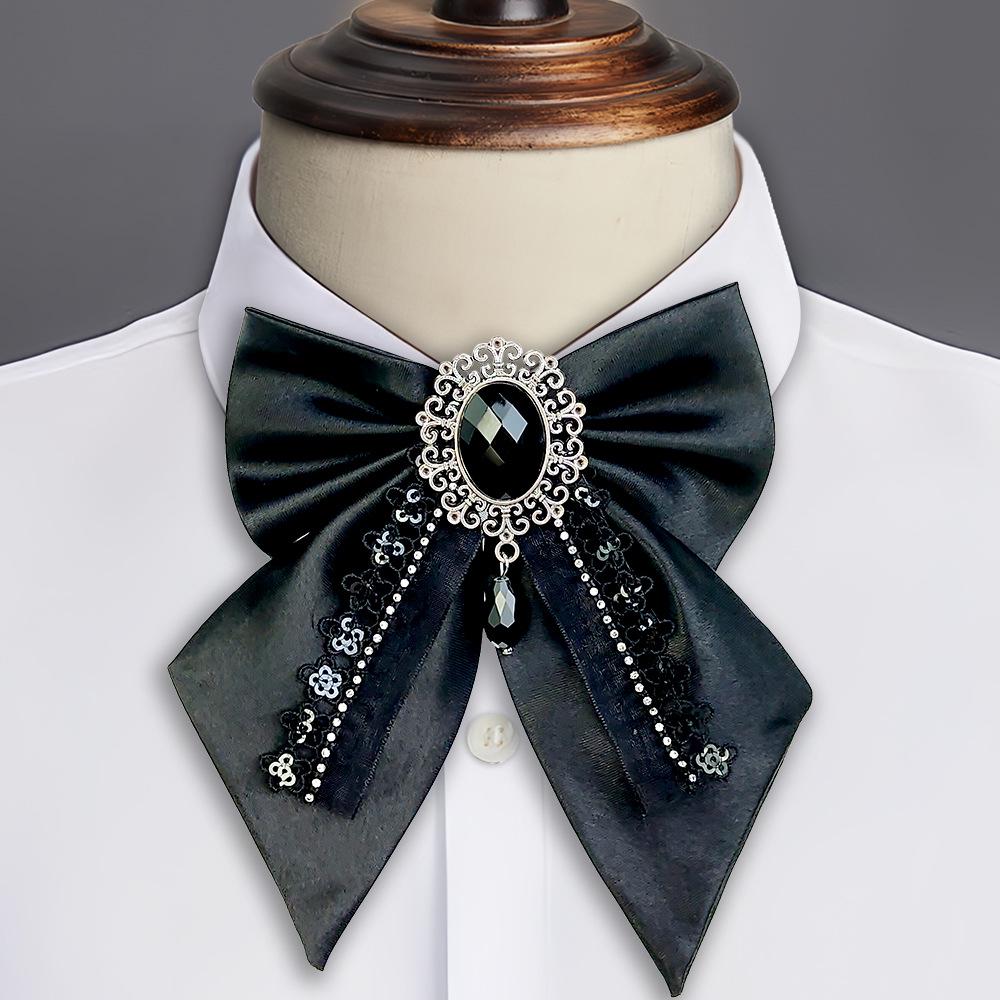 Nœud Papillon Fleur Rétro en Alliage Multicouche avec Cristal pour Chemises Formelles pour Homme et Femme