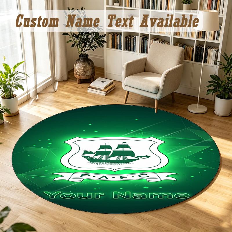 Round Rug Custom NamePlymouth Argyle FC Pattern Non Slip Carpet Home Floor Decor