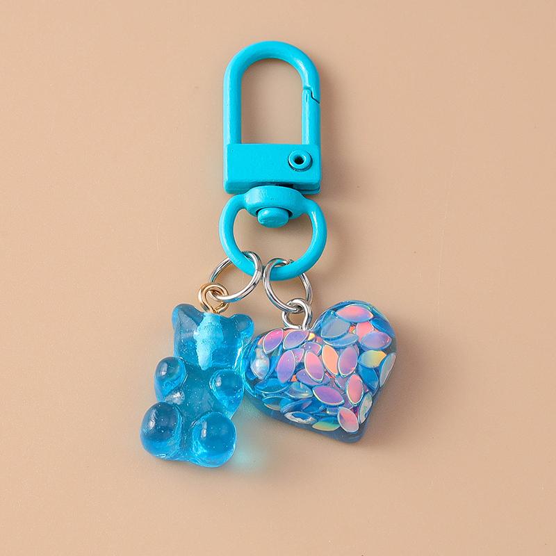 Cute Resin Shining Bear Keychain Jelly Key Ring for Women Girls Handbag Pendant DIY Kid's Jewelry Gift Accessories