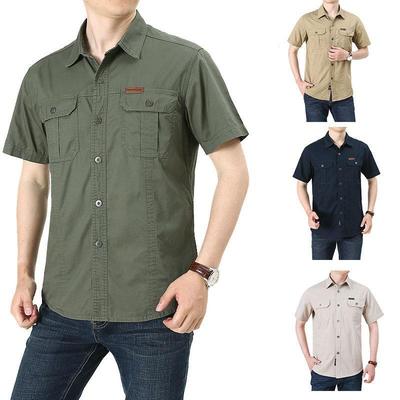 Sommer Herren Baumwollhemden Plus Size Tooling Kurzarm Poloshirt T-Shirt Business Casual Lose Atmungsaktiv Absorbieren Schweiß
