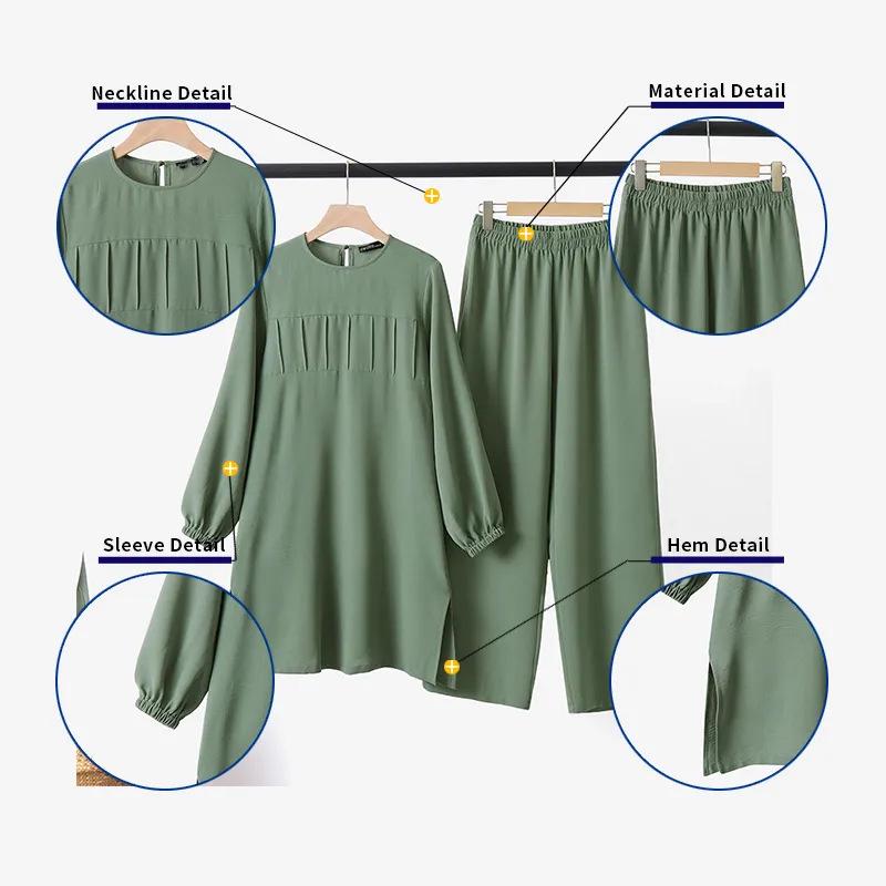 2024 Trendy Muslim Solid Color Outfit Set