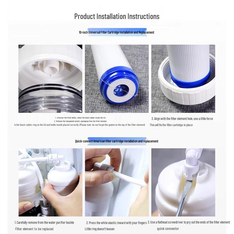 10-Inch Universal Water Purifier Filter: 3-Stage & 5-Stage Cartridge with PP Cotton, RO Membrane, Activated Carbon for Household Drinking Fountains