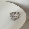 Contemporary Irregular Textured S925 Silver Ring For Women In Trendy Style Geometric