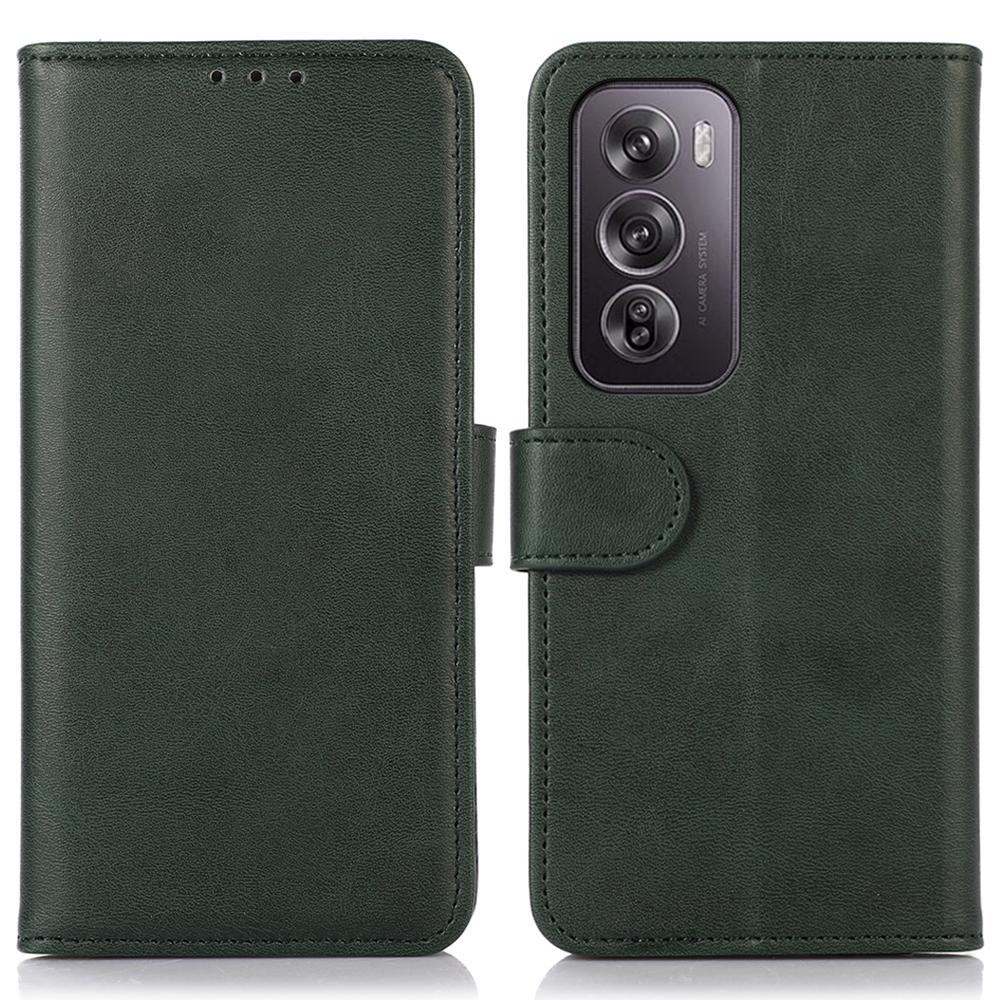 

For Oppo Reno12 Pro 5G (Global) Stand Case Cowhide Texture Leather 3 Card Slots Phone Cover Green