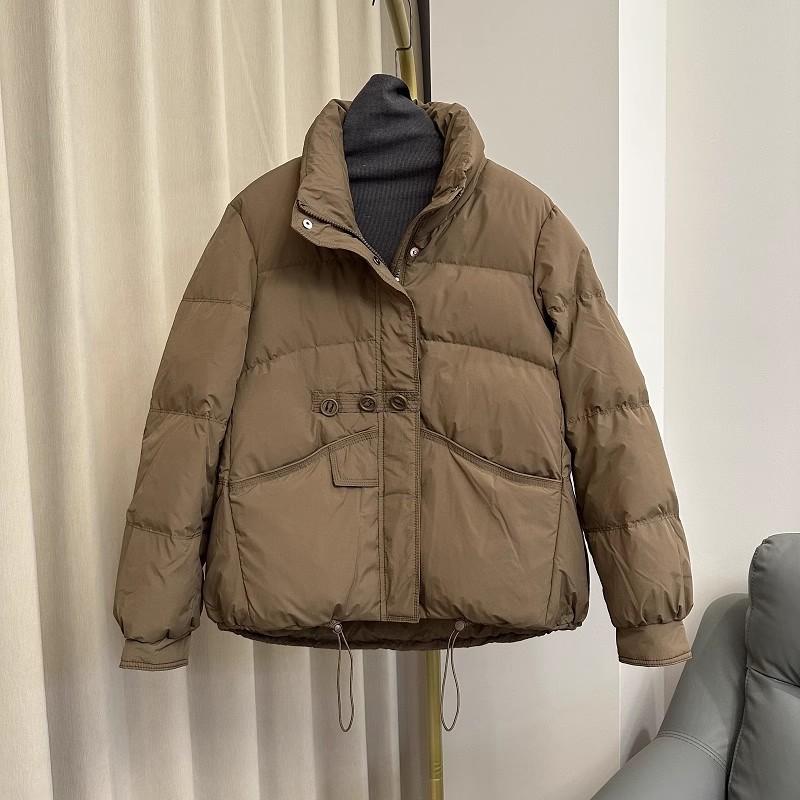 New three-button short down jacket for women's small people, versatile fashion, high-end stand-up collar warm jacket