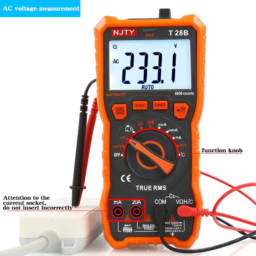 NJTY T28B Multimeter Hochpräzises Digitaldisplay Haushaltselektriker-Multifunktionsmessgerät
