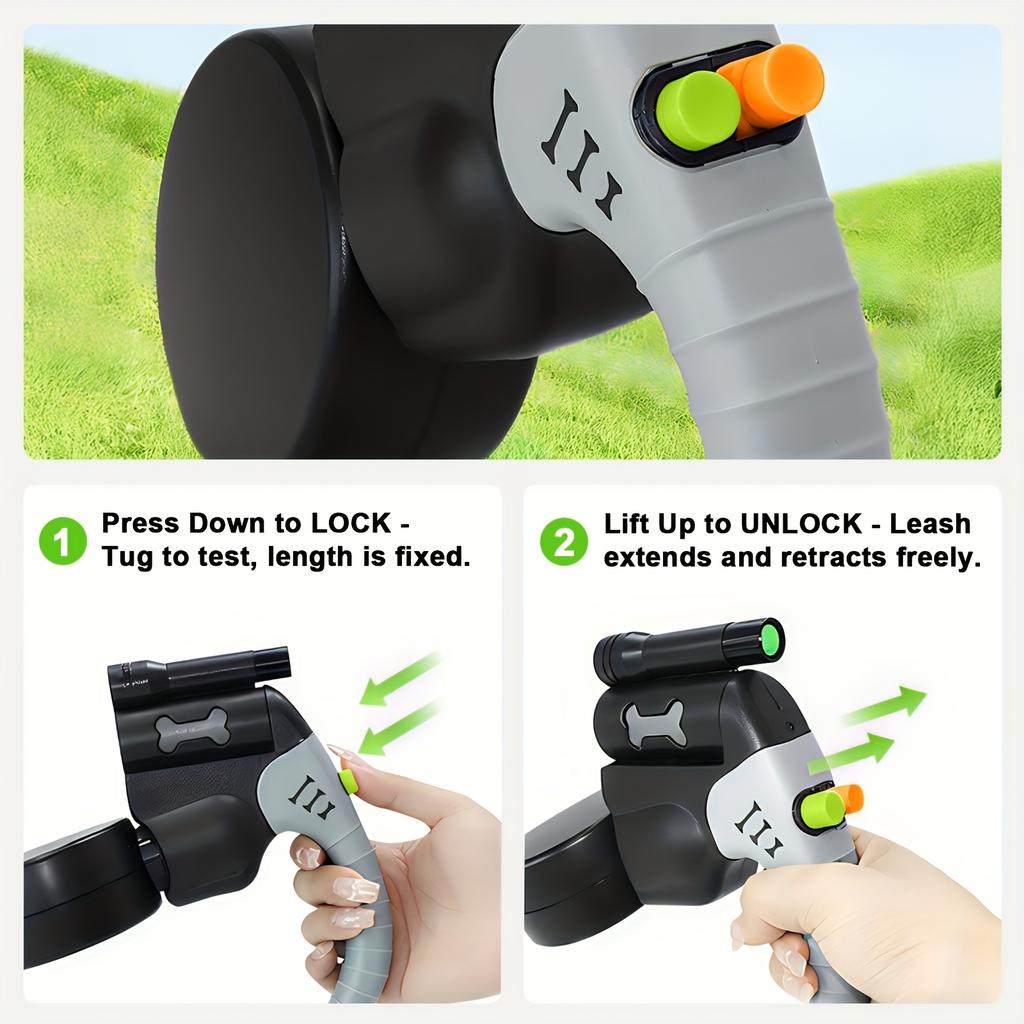Dual Retractable Dog Leash Two In No Tangle Walking Lead Heavy Duty Automatic Rope Lock Padded Handle Small Medium Puppy Breeds