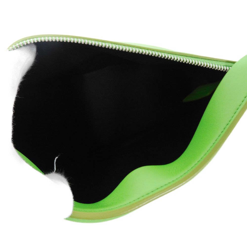 Used 9896 Logo Embossed Pouch 241390 7931, Foil Stamped, Light Green, Strap, Excellent Condition, New Logo, Lime,