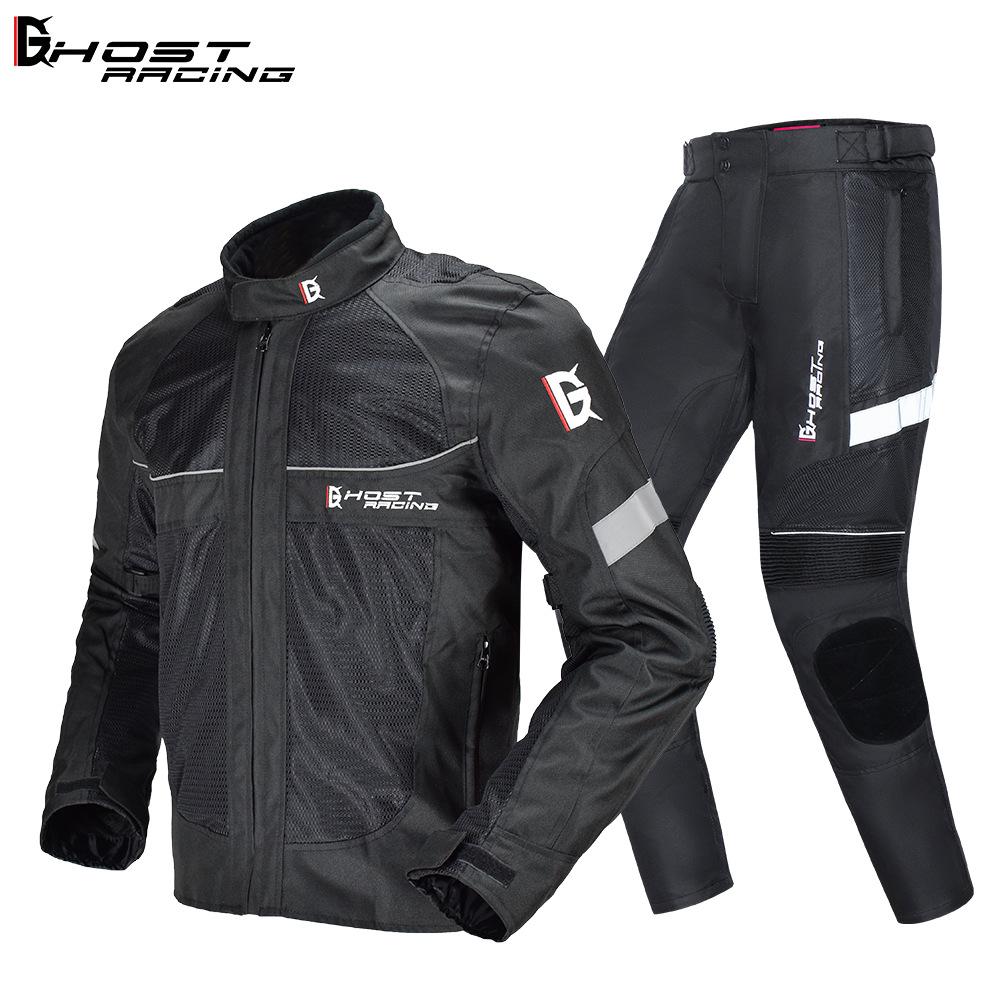 Men's Summer Mesh Motorcycle Racing Suit: Jacket & Fall-Proof Riding Pants Set