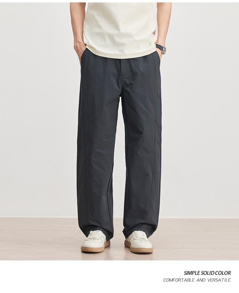 American simple and versatile casual pants men's spring new trend high-end straight loose wide-leg pants