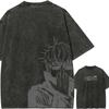 Gojo Minimalist T-shirt Jujutsu Kaisen Tee Vintage Washed Oversized Retro Anime Harajuku Streetwear Graphic Manga Mens Tops