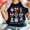 Christmas Nutcracker TShirt Christmas Sweatshirt Nutcracker Ballet TShirt Pretty Pink Bows Shirt Women Crewneck Short Sleeve
