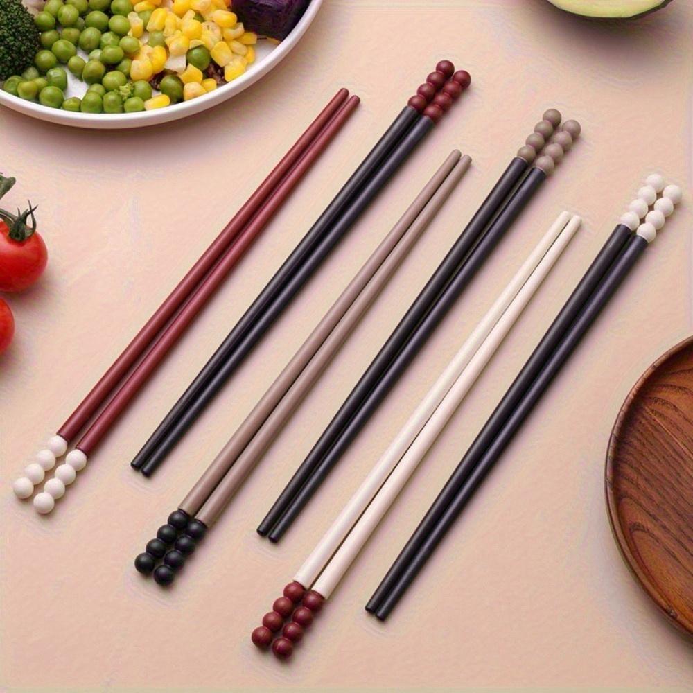 3 Pairs Creative Sugar Bean Alloy Chopsticks Portable Chopsticks Household Chopsticks Tableware
