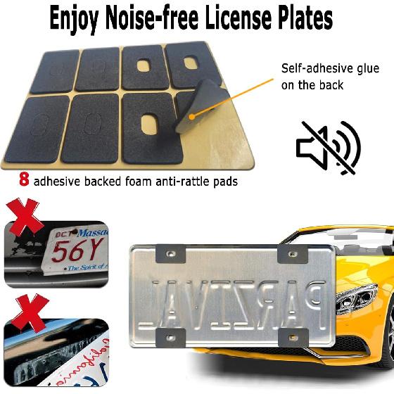 Blue License Plate Frames- Aluminum Front & Rear Car Tag Covers for Men Women, 2 Pack 4 Hole Thin Slim Holders with Mounting Hardware Kit- Screws,