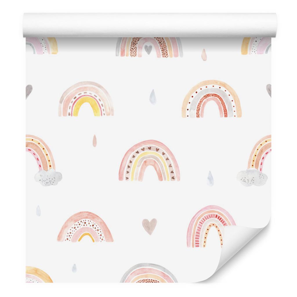 Pastel Rainbow Clouds Hearts 3D Wallpaper for Living Room and Bedroom 50x1000