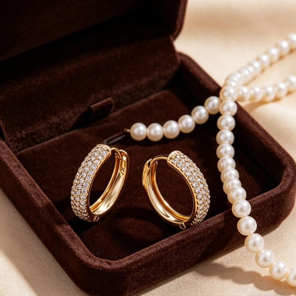 Ear Jewelry Zircon Hoop Earrings Temperament Women Sparkling Earrings  Daily Wear