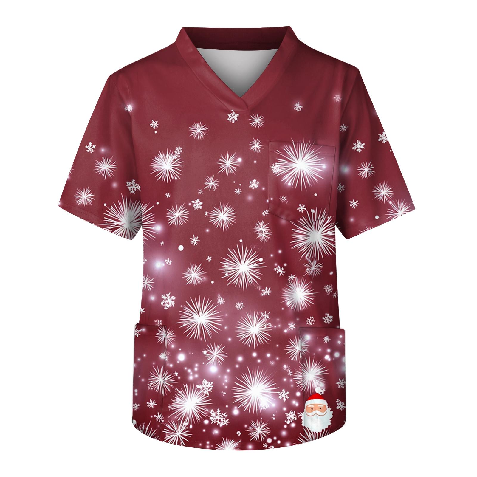 

Мужская рабочая блузка с короткими рукавами и v-образным вырезом с принтом, топ с нагрудным карманом S красный