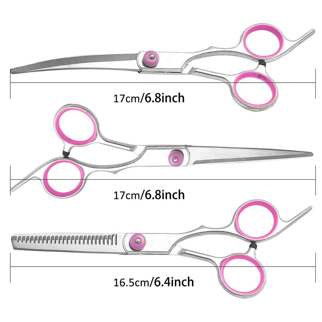 Tierhaarschere Hundeschere Trimmschere gebogene Schere Ausdünnschere Tierpflegeschere Set