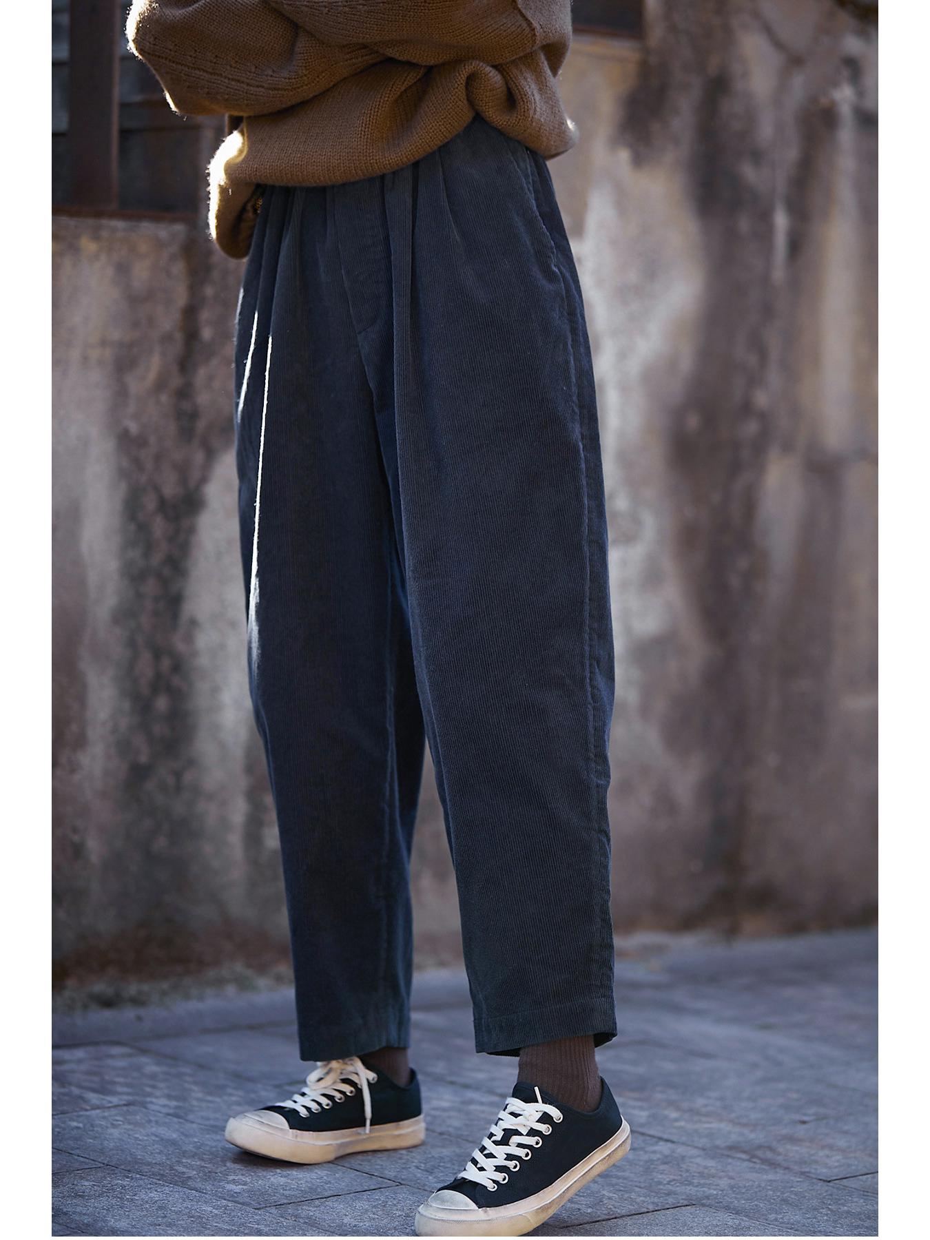 Women s Elastic Waist Corduroy Carrot Pants - Slimming & Comfortable, Ideal for Spring, Autumn, and Winter. L