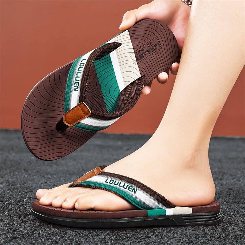 Fashion Hot Sale Fashion Blue Men's Flip Flops Breathable Flat Slippers Casual Men Non-slip Beach Shoes Chanclas Para Hombre Confortable