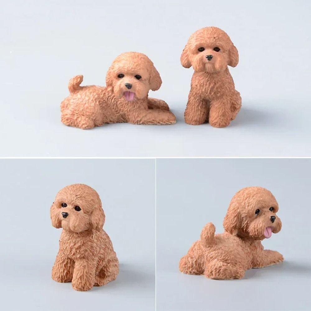 Resin Crafts Mini Animal Ornament Simulation Dog Action Figures Poodle Dog Figures  Birthday Gift